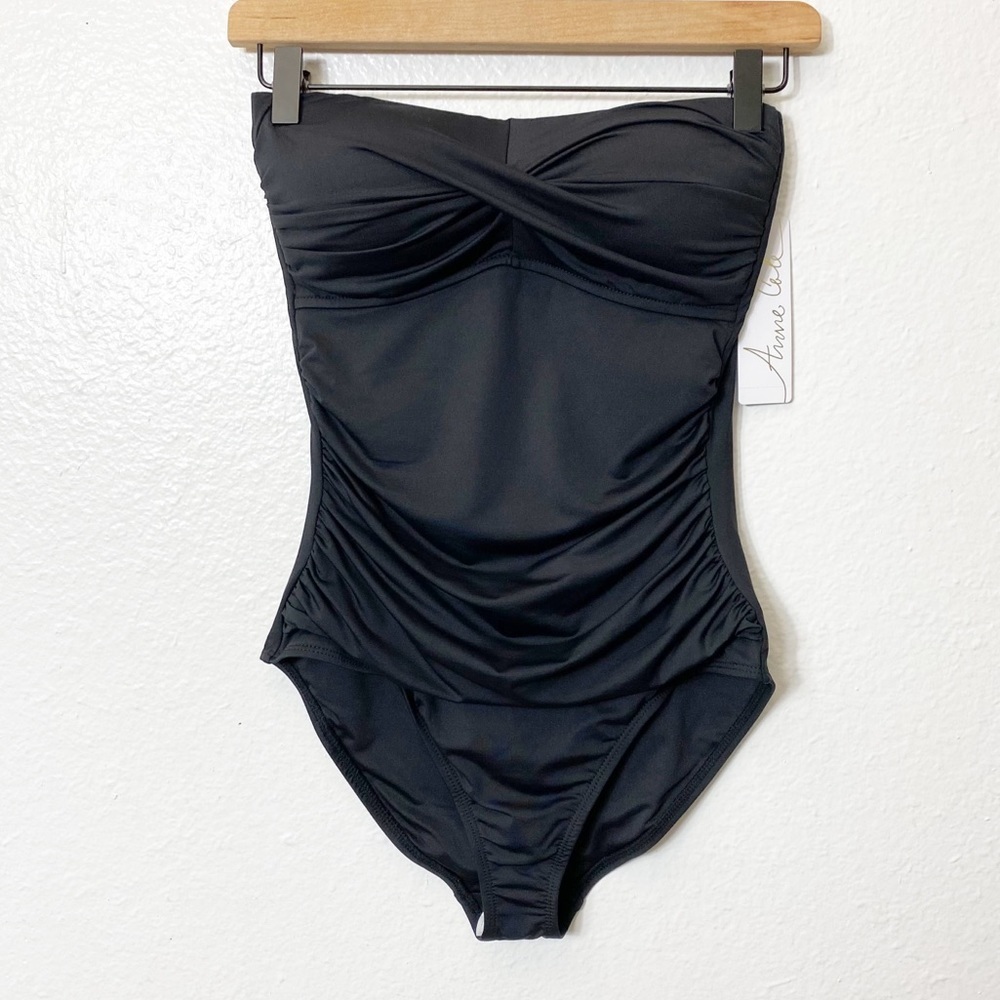 👙Anne Cole black 1 piece bathing suit. Detachable straps included. Size 6. NWT. - Picture 2 of 6